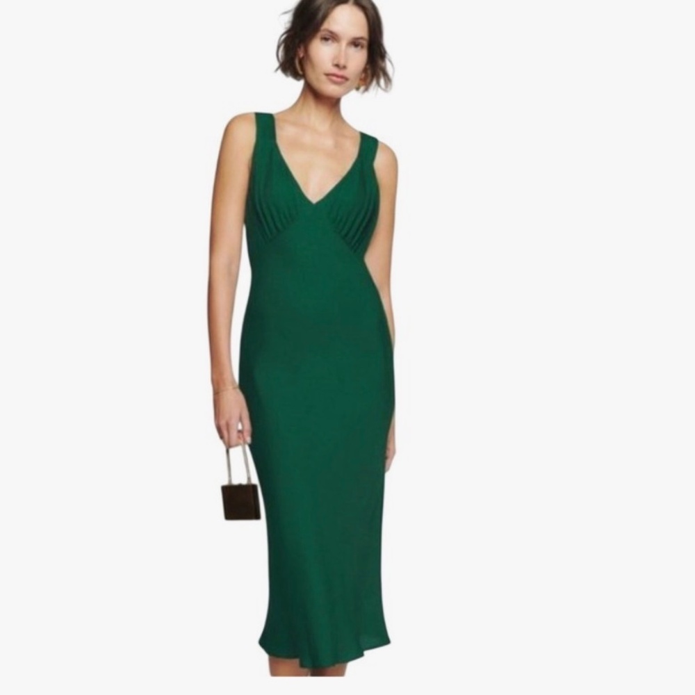 Reformation Beauden Emerald Green Midi Dress